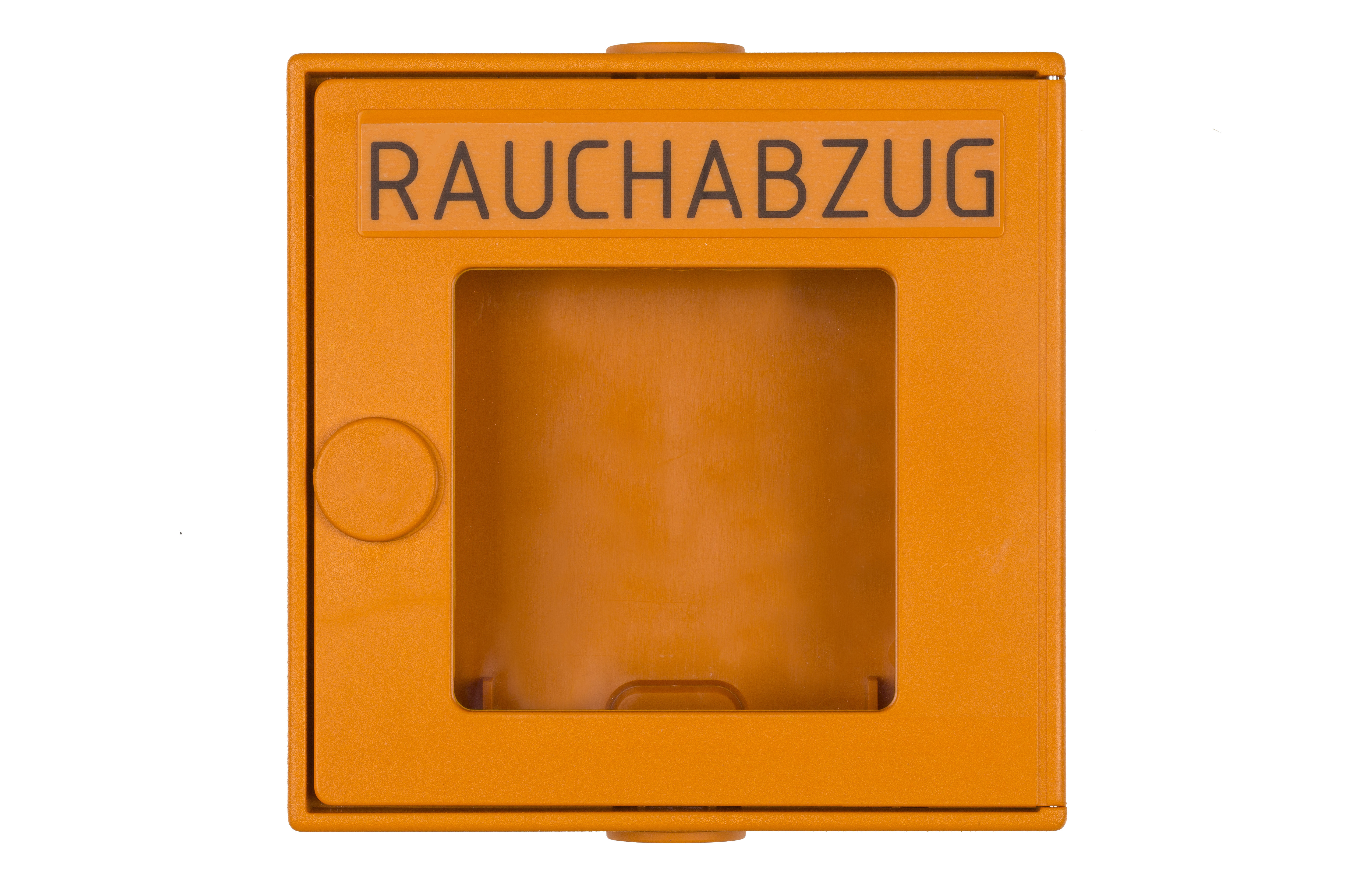 Leergehäuse in Alu für RWA-Taster RT-A   Farbe orange, inkl. Glasscheibe