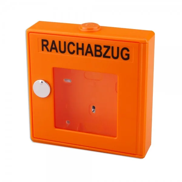 Leergehäuse in Kunststoff für RWA-Taster RT2/3-K, Farbe orange, inkl. Glasscheibe